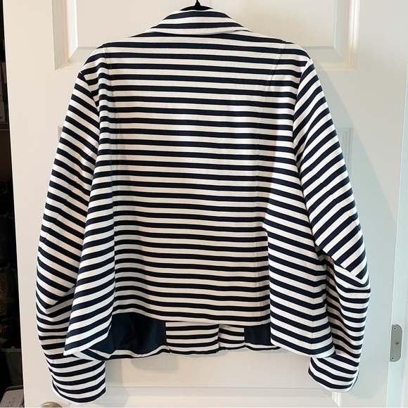 Lane Bryant Nautical Navy and White Striped Moto Zip Blazer Jacket Plus Size 24 - Picture 6 of 6